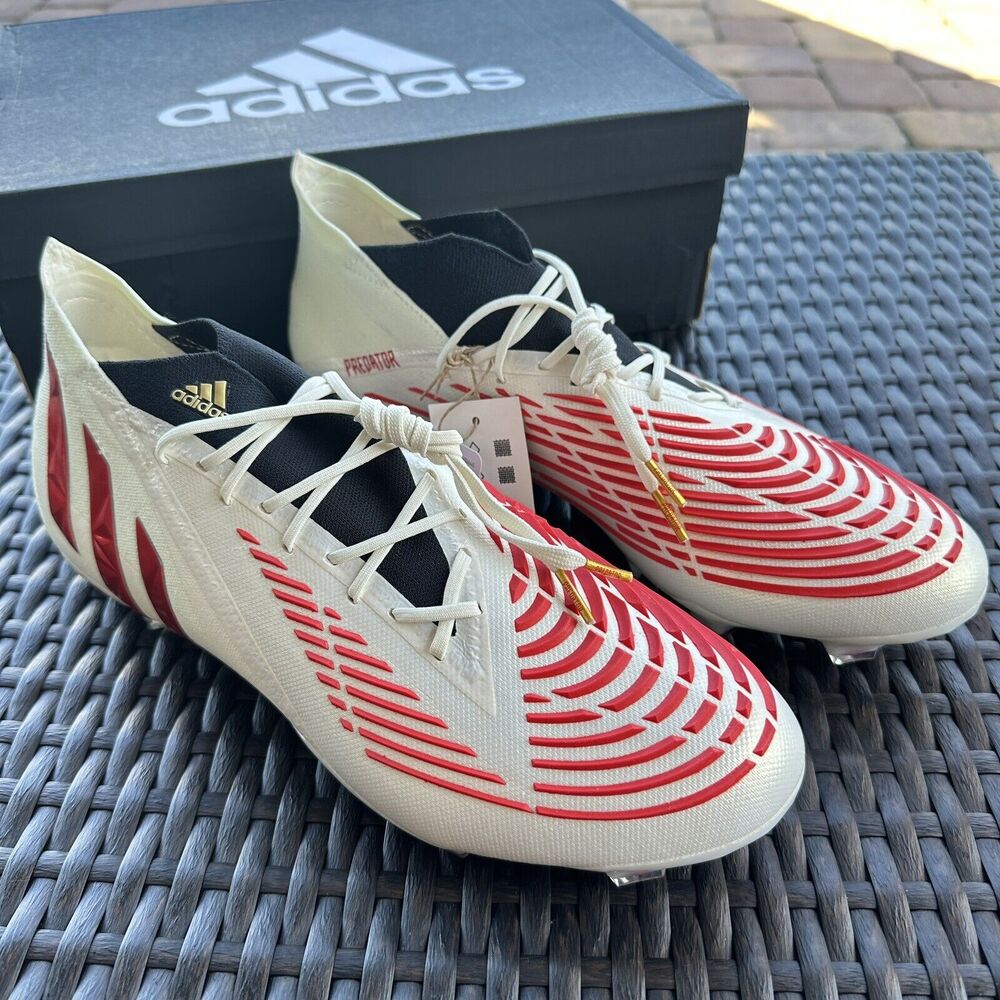 Adidas Predator Edge.1 FG Off White Vivid Red Men's Soccer Cleats H02933 Size 12 - Picture 4 of 15